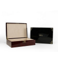 Custom Luxury Black Piano Lacquer Empty Large Stash Wood Box With Lock